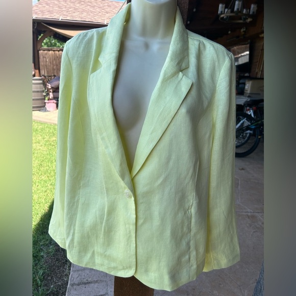 J.Jill Love Linen women's single button Yellow blazer Jacket Sz-PL.  S13 - Picture 6 of 13